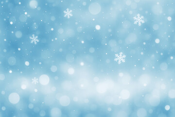 Snowflakes gently fall against a serene blue backdrop creating a tranquil winter atmosphere in a cold environment