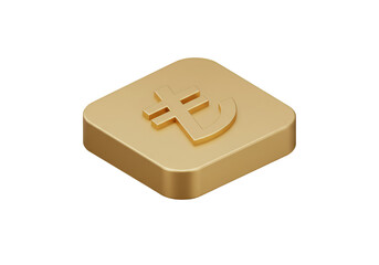 Isometric Gold Taka Currency Symbol On Transparent Background 3D Illustration