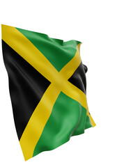 Jamaica Flag Waving Isolated On Transparent Background 3D Render Illustration