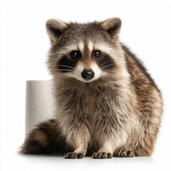 Obraz premium Raccoon Wildlife Nature Fur Cute Eyes Small Pet Mammal Face Tail Domestic Adorable Curious Creature Playful Happy Portrait Sitting Young Fluffy 