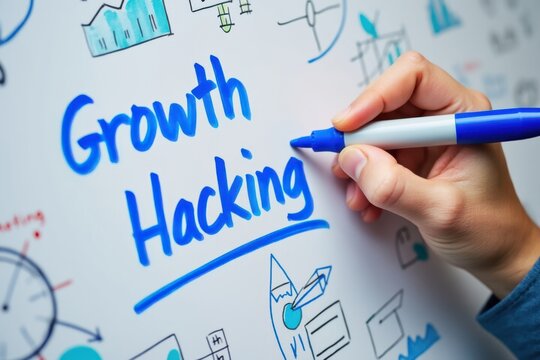 Growth Hacking: Digital Marketing Strategy on Whiteboard