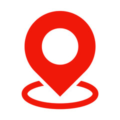 Red Location Map Pin Icon on Transparent Background.  