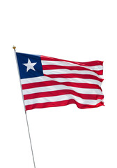 Liberian National Flag Waving on a Pole against a Transparent Background