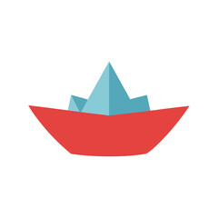 Watercolor paper boat single illustration with white background for childhood or travel art