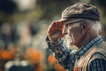 Air Force Veteran Honoring Fallen Comrades at Memorial Cemetery