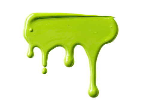 Bright lime green paint drips, a blob shape - Powered by Adobe