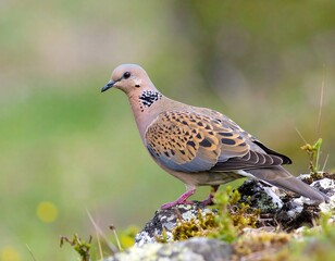 A pigeon perched on a rock