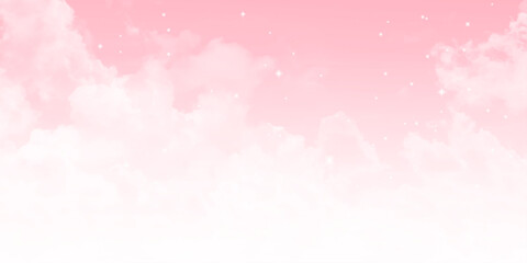 Panoramic view of clear pink sky and clouds, clouds with background.