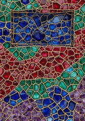 Fototapeta premium Iridescent fragments create a captivating kaleidoscopic mosaic of vibrant jewel tones