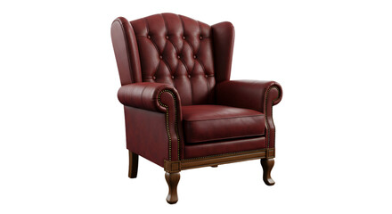 Isolated Red Leather Wingback Chair on a Dark Background Photo