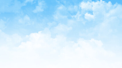 Obraz premium Fresh blue sky and soft white clouds, Bright blue sky with fluffy white clouds, The idea for the feeling of fresh weather, Bright blue sky with fluffy white clouds. 