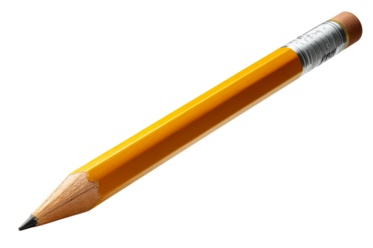Yellow pencil on clear background