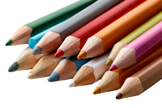 Colorful pencils on clear background