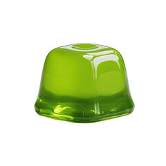 A vibrant lime-green,  jelly-like candy,  square-ish,  smooth,  translucent
