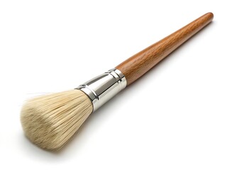 Fototapeta premium Round makeup brush with wooden handle and silver ferrule