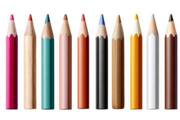 Colorful pencils on clear background