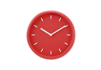 Isolated Red Round Clock On Transparent Background Simple Minimal Design