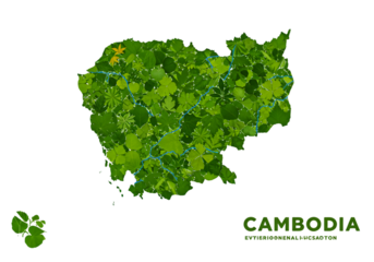 Leafy Green Cambodia Map Illustration Isolated On Transparent Background