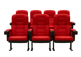 Row of red cinema seats isolated on transparent background