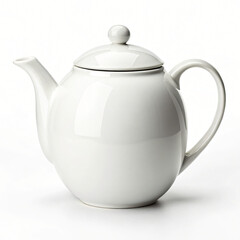 Fototapeta premium White ceramic teapot isolated on white background