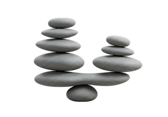 Balanced stack of smooth gray stones on a transparent background isolated on transparent background