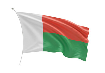 Madagascar Flag Waving Isolated Transparent Background Photo Illustration