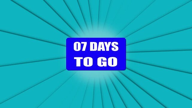 Countdown timer graphic with seven days remaining against a teal sunburst background image photo . 4k video