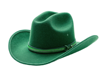 Emerald green cowboy hat with a light gray/green band