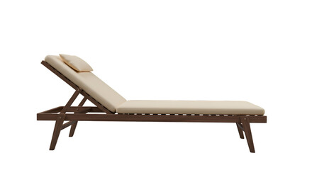Isolated Sun Lounger with Beige Cushion on Transparent Background Photo