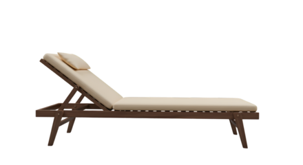 Isolated Sun Lounger with Beige Cushion on Transparent Background Photo