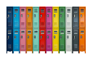 Colorful lockers arranged in a neat pattern