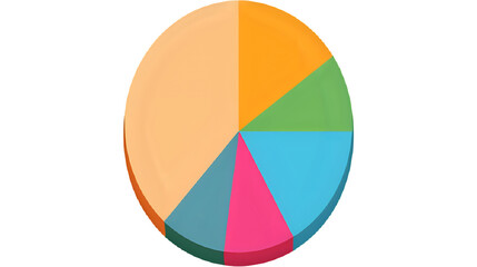 3D render of colorful pie chart, isolated background