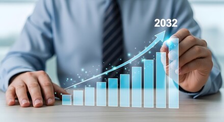 Projected financial growth chart showing increase in business profits and market trends to year