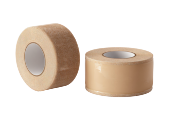 Two beige rolls of adhesive tape