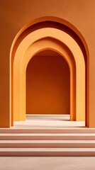 Fototapeta premium Elegant orange archways in a minimalist interior design