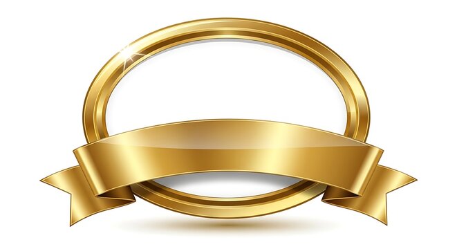 A beautiful golden medal with a ribbon and two wedding rings symbolizing love and marriage