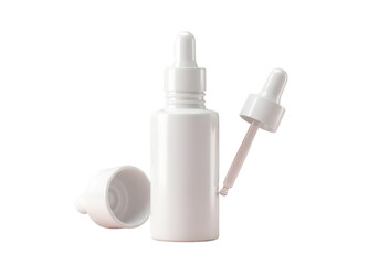 Isolated White Dropper Bottle Product Illustration on Transparent Background