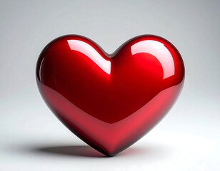 Glossy red heart on plain background