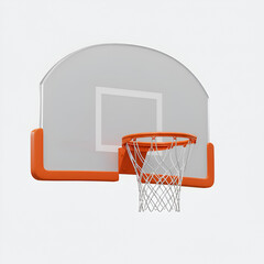 Realistic 3D Illustration Of Orange Basketball Net On White Background