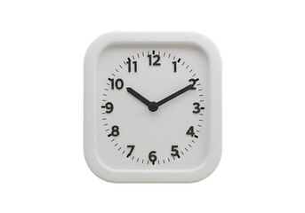 Isolated White Square Analog Clock on Transparent Background Photo