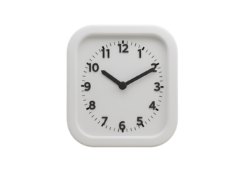 Isolated White Square Analog Clock on Transparent Background Photo