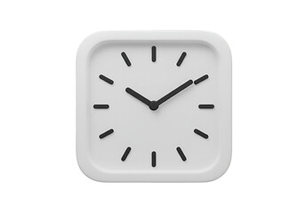 Isolated White Square Clock Indicating Time Concept on Black Background
