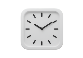 Isolated White Square Clock Indicating Time Concept on Black Background