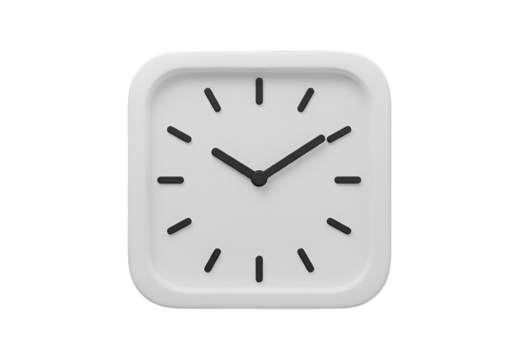 Isolated White Square Clock Indicating Time Concept on Black Background