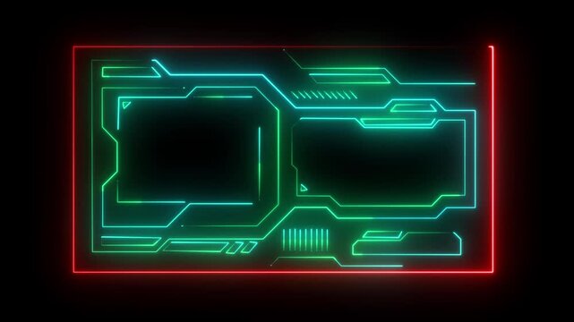 Abstract futuristic background of blue glowing digital numbers. sci f technology HUD picture frame. glowing neon border frame, 4k motion video.Digital neon HUD futuristic background. 