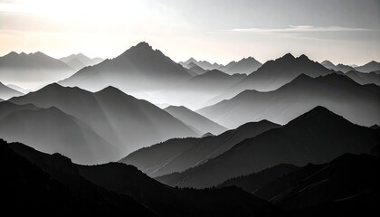 Gray mountain range panorama