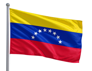 Waving Venezuela Bolivarian Republic Flag with Realistic Fabric Texture, isolated on transparent background PNG