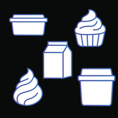 Simple Dairy Products Icon Set