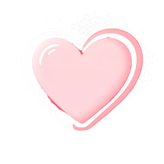 Pink Heart Illustration With White Outline Isolated On Transparent Background