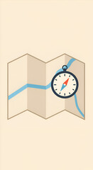 Pixelated Map With Compass For Navigation And Exploration